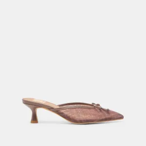 Simple Wear CLEO HEELS COGNAC PLAID MESH