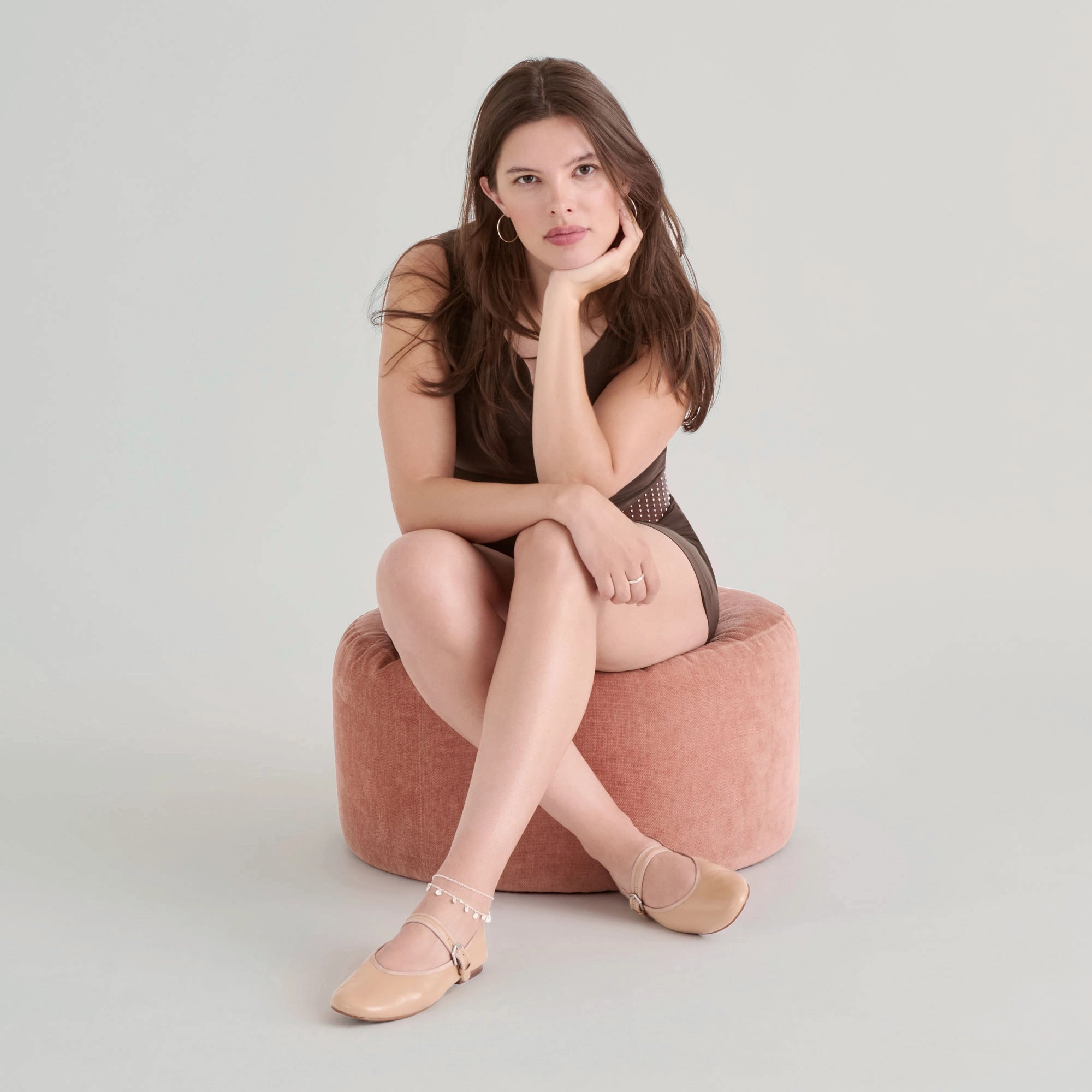 ROSLYN BALLET FLATS LIGHT TAN LEATHER Comfortable Heels Runway Fit