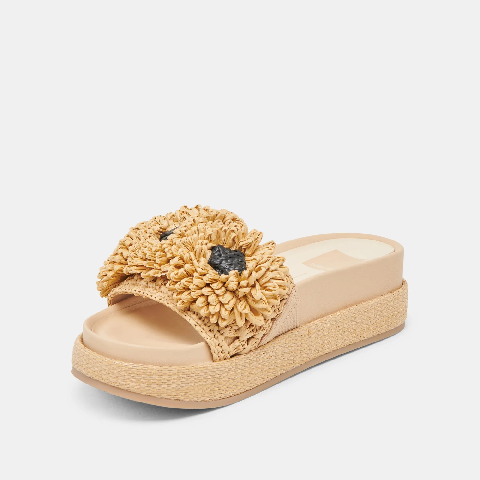 Lockdown fit SIDONA FLOWER SANDALS LT NATURAL RAFFIA