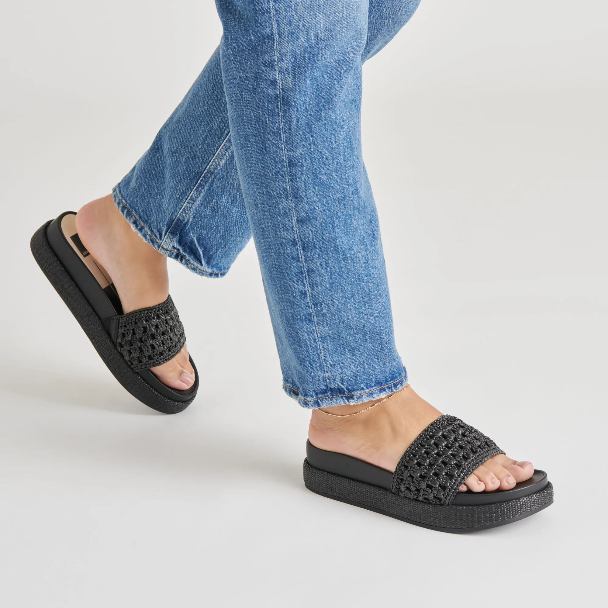 shock - absorption - level SIDONA SANDALS ONYX RAFFIA