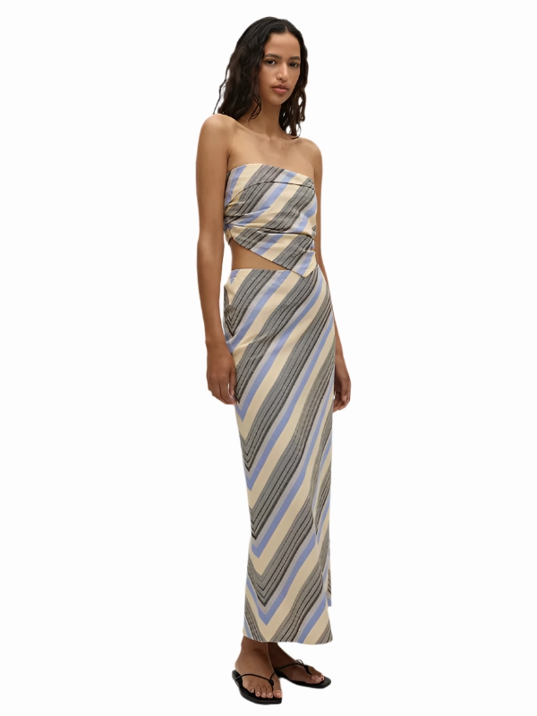 Elise Skirt in Marine Stripe Frayed Finish