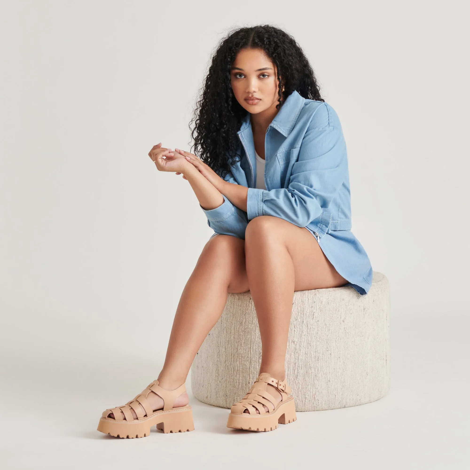 Universal Fit Design LASLY TONAL SANDALS CAFE LEATHER