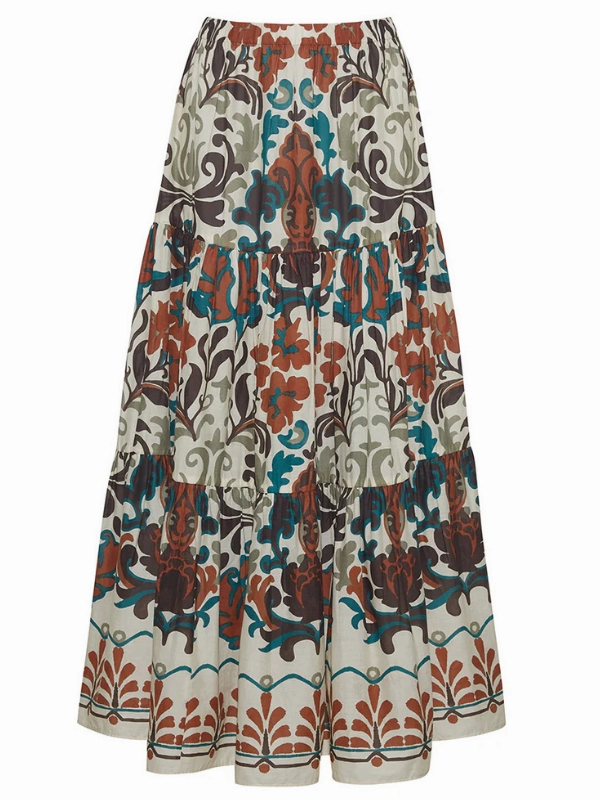 Adjustable Ties Artisanal Craft Melanie Skirt in Mira Stone