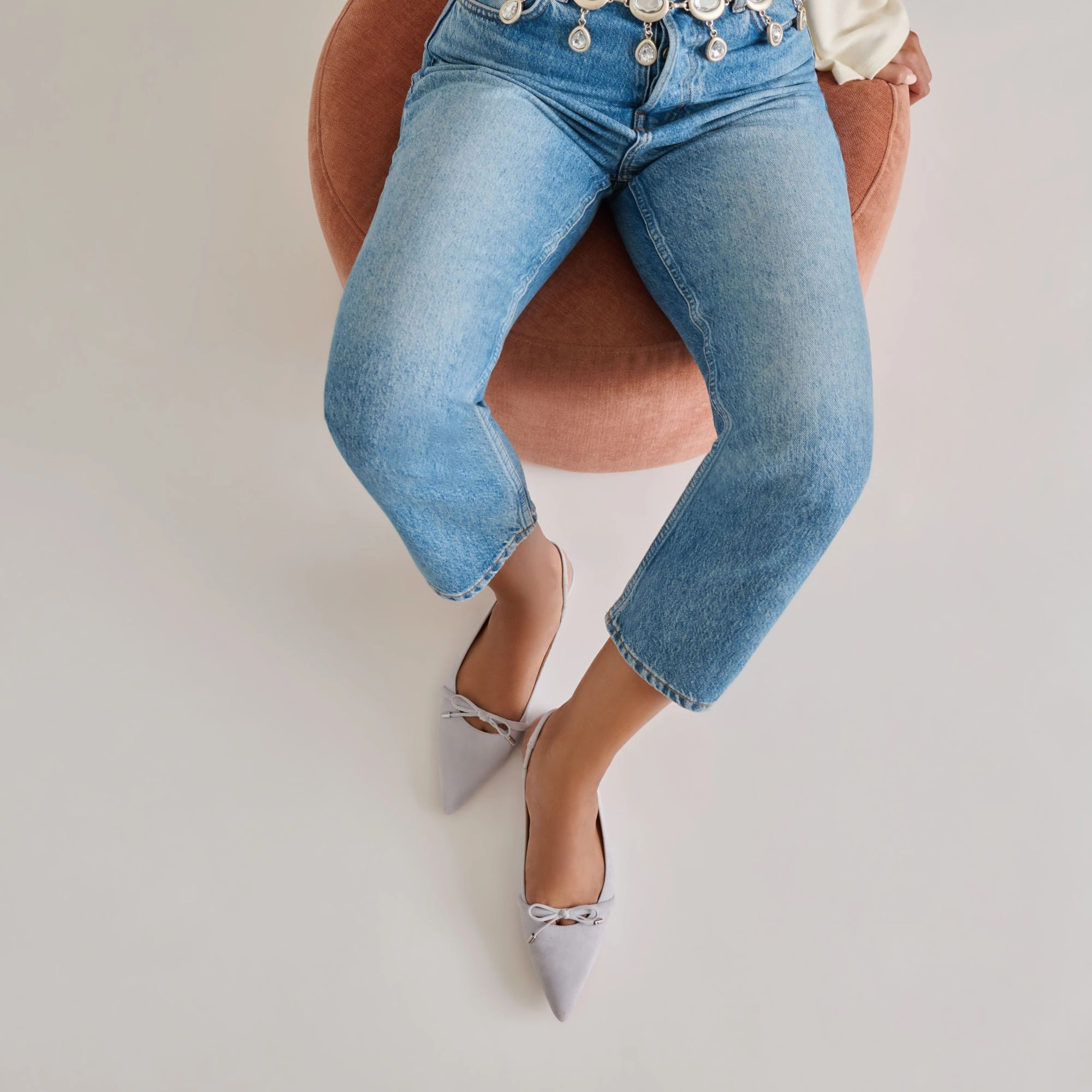 Club Spark Glittery Shine PAYGE FLATS DUSTY BLUE SUEDE