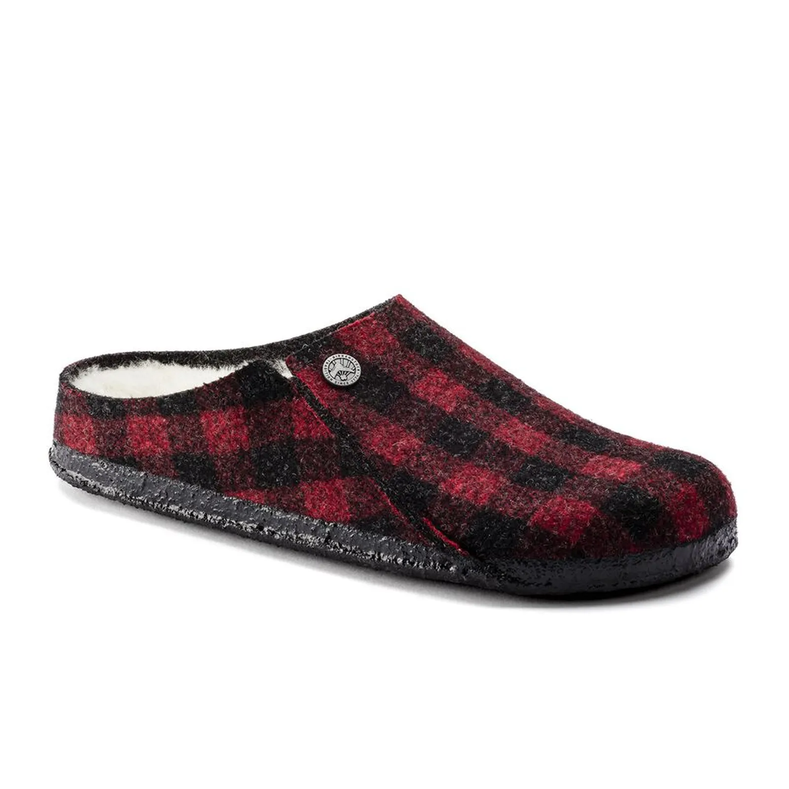 Birkenstock Zermatt Slipper (Women) - Red Plaid Wool/Natural Shearling Day Ready Slip On Style