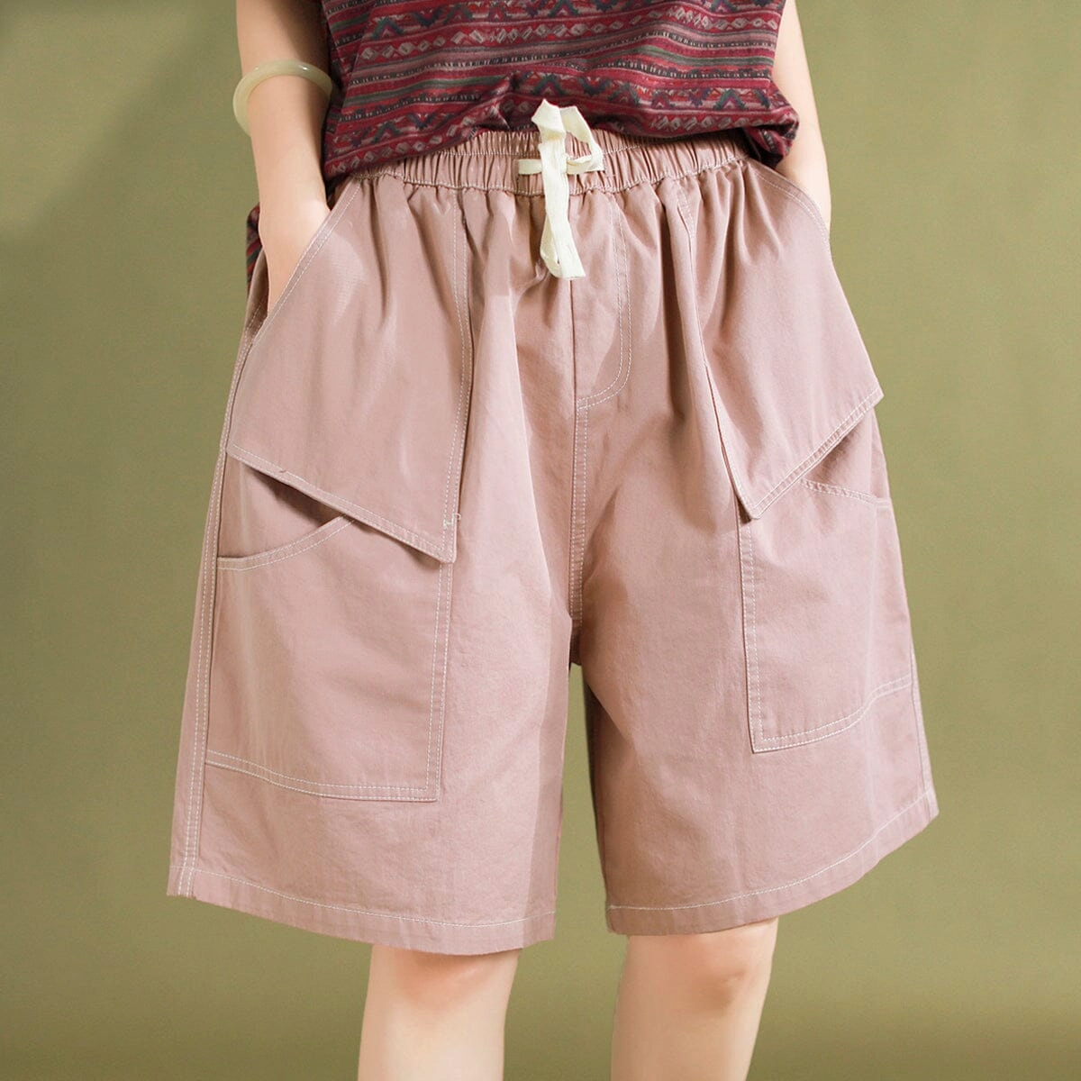 Pure Fabric Women Retro Cotton Loose Casual Summer Shorts