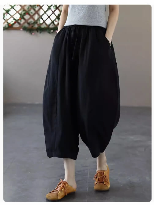 Babakud Women Summer Lightweight Linen Casual Harem Pants quick absorbing Shrink resistant