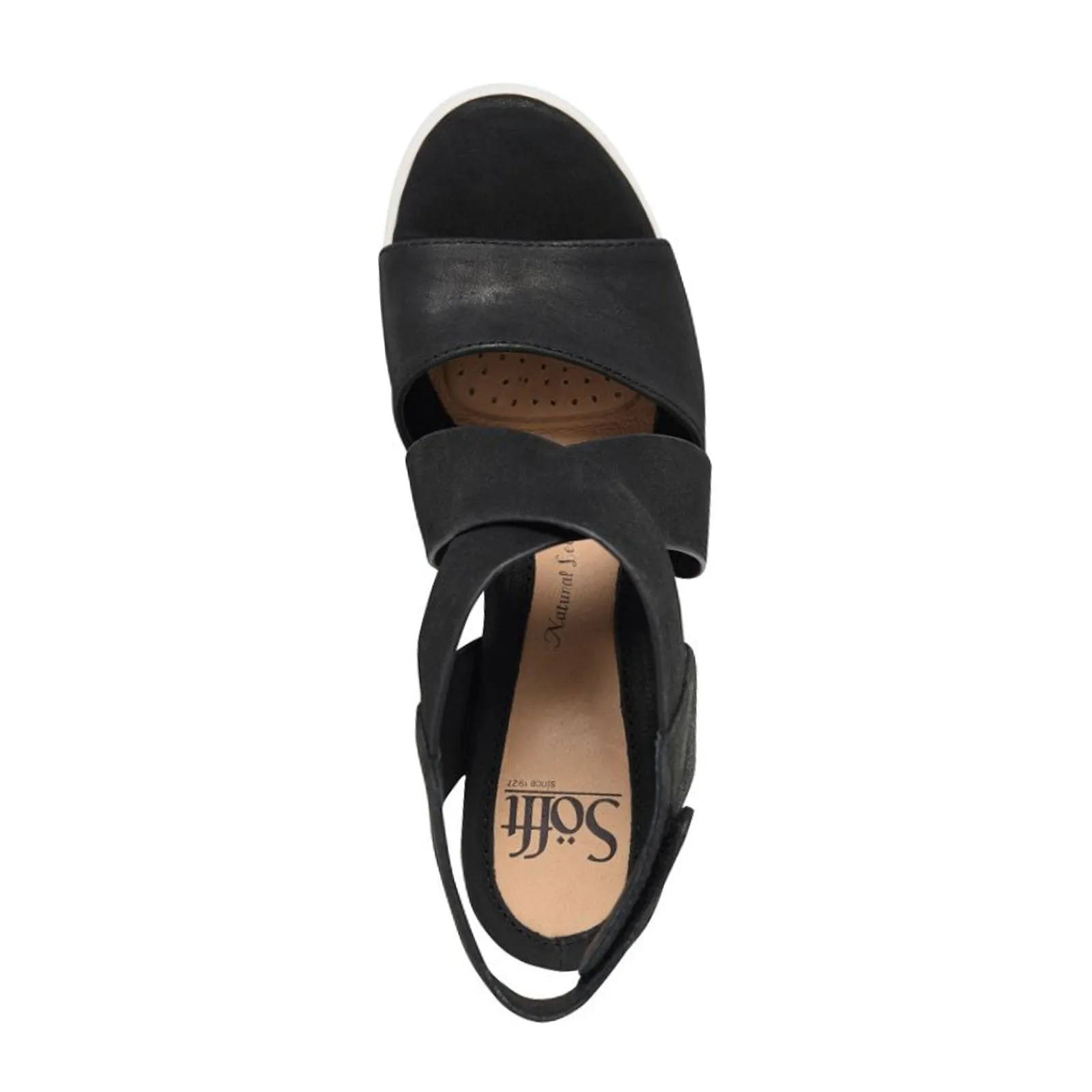 Sofft Uxley Wedge Sandal (Women) - Black Comfortable Footbed