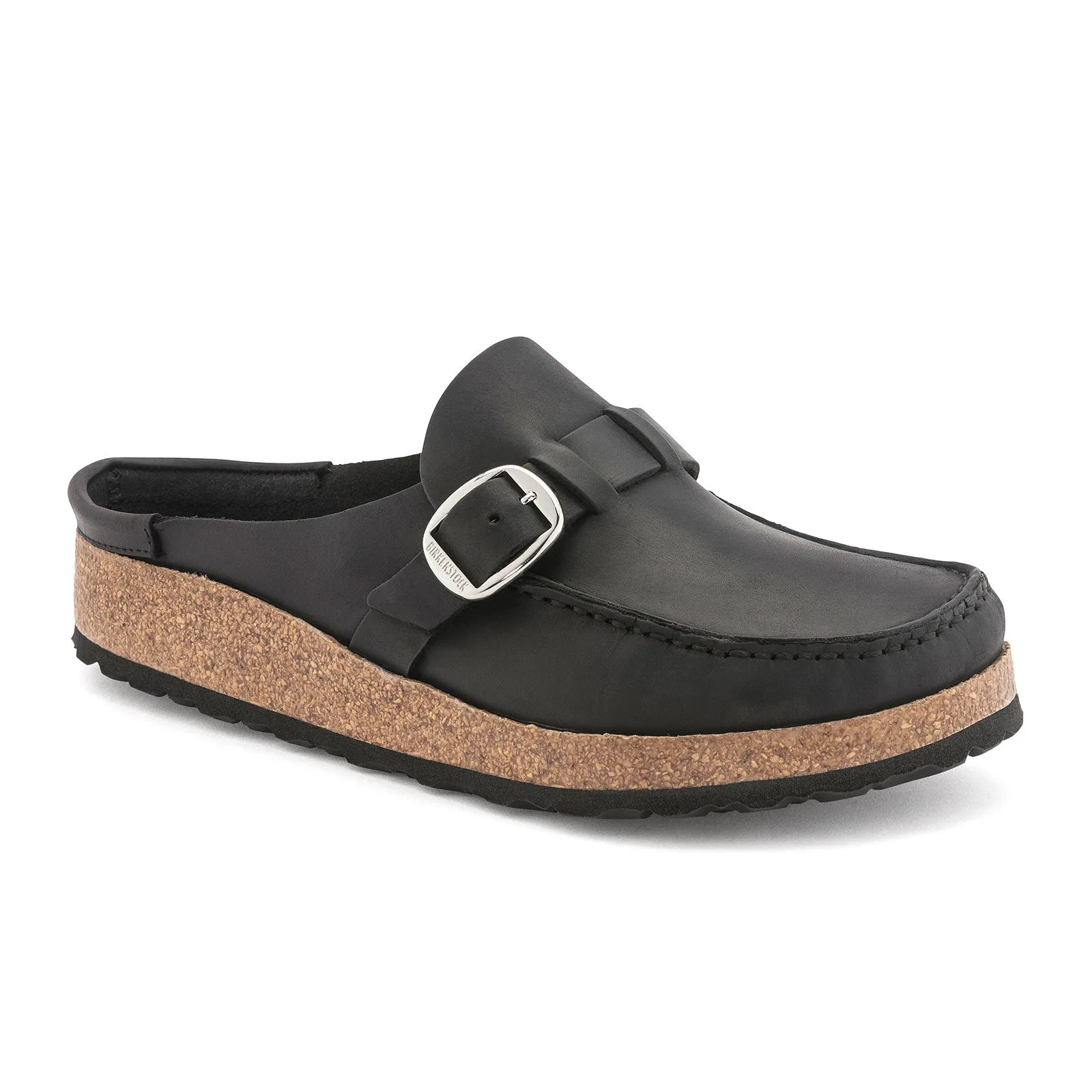 Birkenstock Buckley Clog (Women) - Black Oiled Leather Power Step Long Last