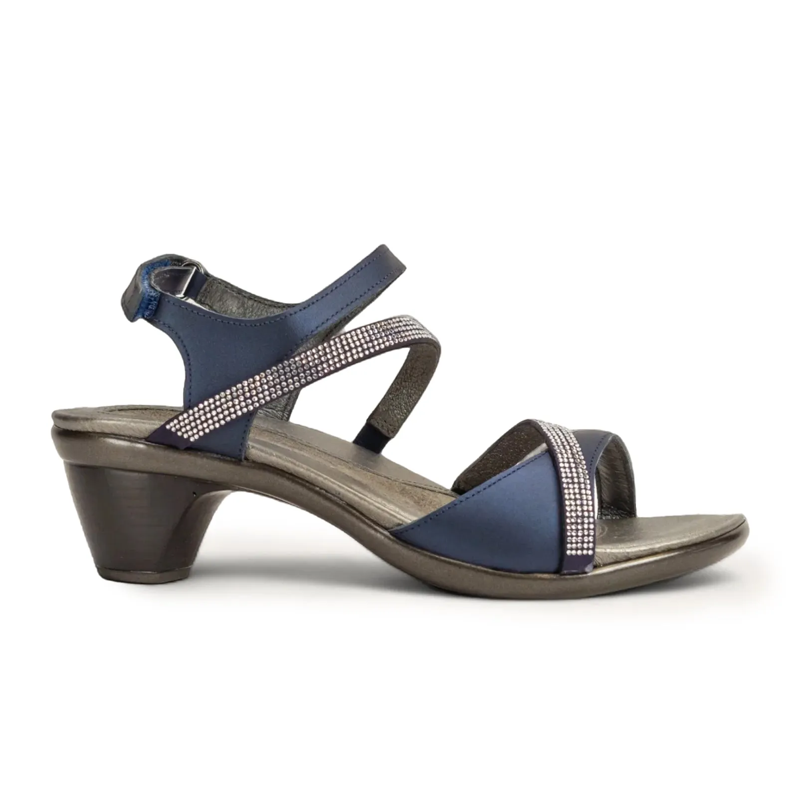 Lightweight Structure Running Naot Innovate Heeled Sandal (Women) - Polar Sea Leather/Navy/Clear Rhinestones