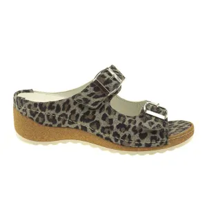 Heel Cushioning Effortless Foot Comfort Waldlaufer Hanila 306502 Slide Sandal (Women) - Leopard Print