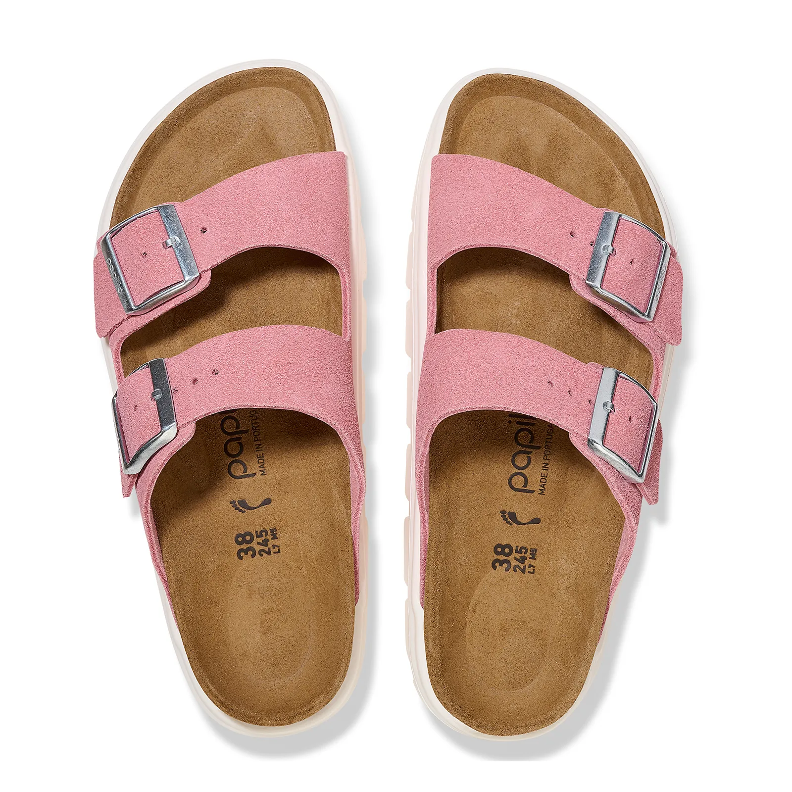 Goodyear Welted Birkenstock Arizona Chunky Slide Sandal (Women) - Candy Pink Suede