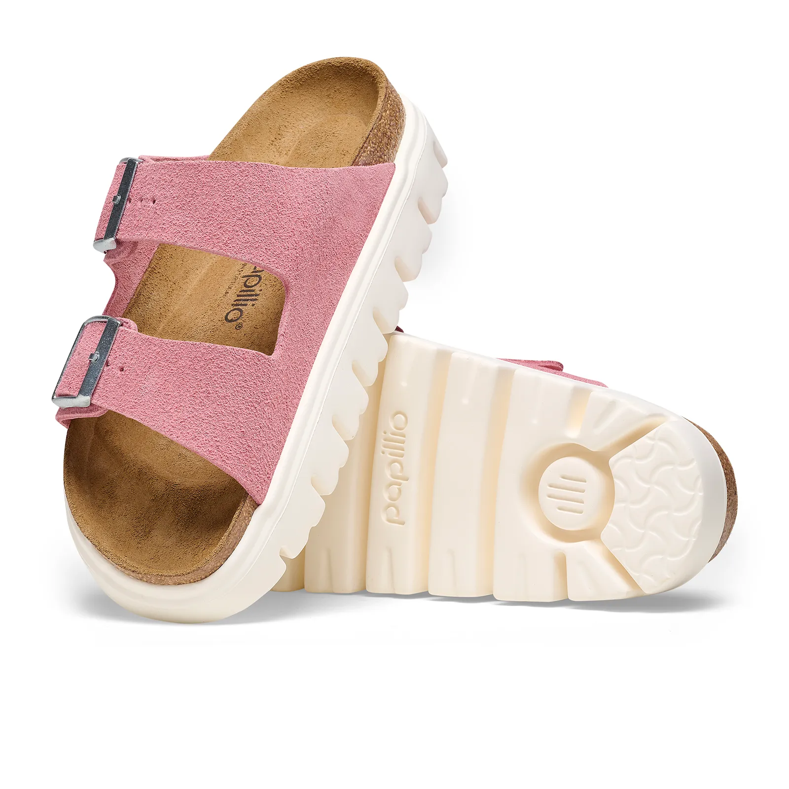 Birkenstock Arizona Chunky Slide Sandal (Women) - Candy Pink Suede Lightweight Sole Formal Style