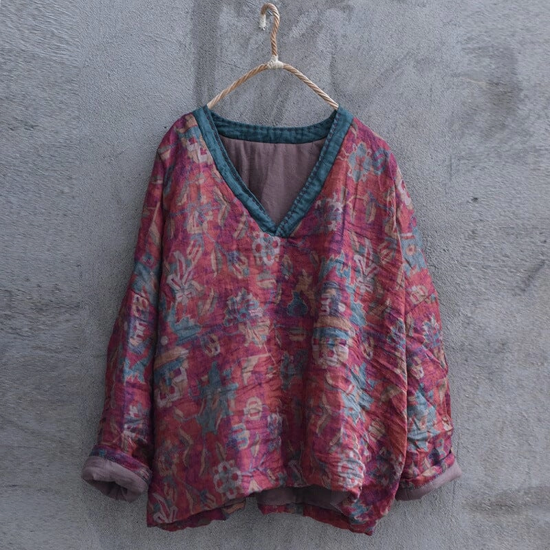 Eco Friendly All Seasons Autumn Winter Retro Handmade Floral Pull Over Coat