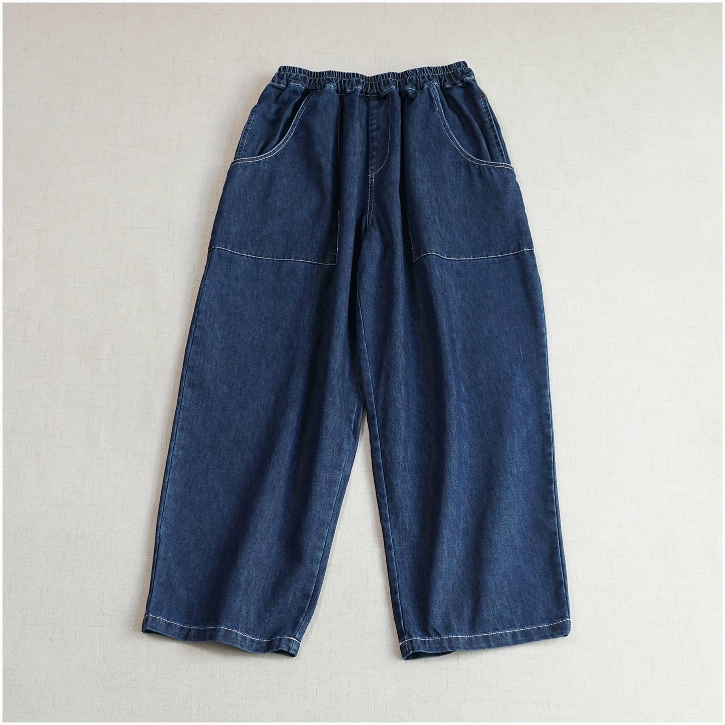 Relaxed Feel Easy Clean Autumn Retro Denim Casual Elastic Wasit Pockets Jeans