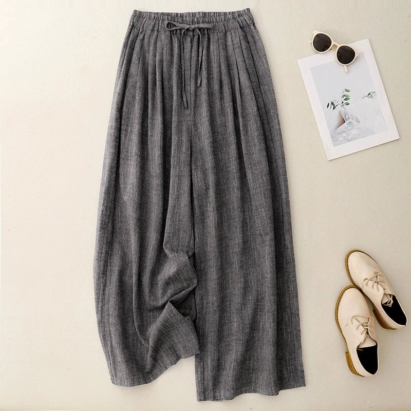 Thermal Balance Babakud Spring Retro Linen Leisure Lace-Up Pants