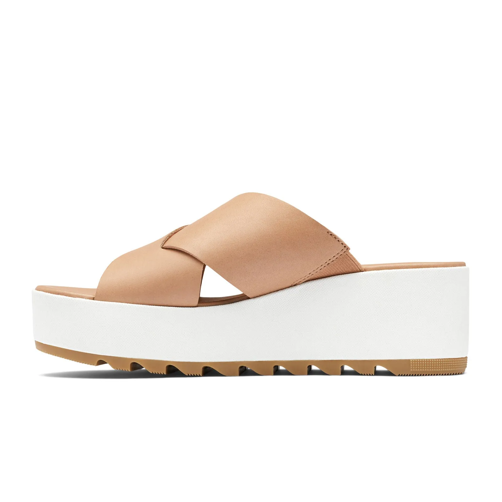 Perfect Fit Sorel Cameron Flatform Slide Sandal (Women) - Honest Beige/Sea Salt