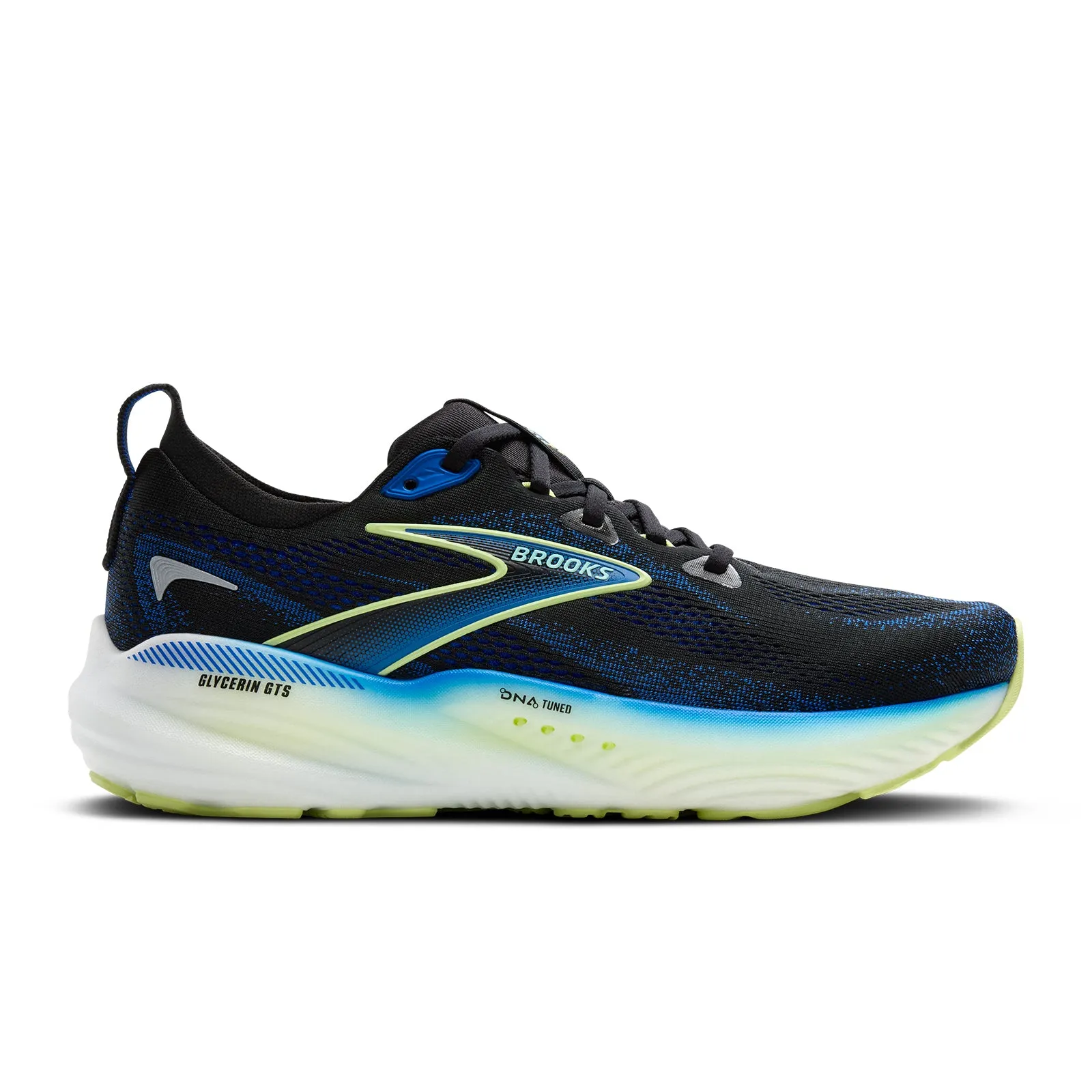 Rugged Built Adventure Seeker Brooks Glycerin GTS 22 Running Shoe (Men) - Black/Cobalt/Neo Yellow