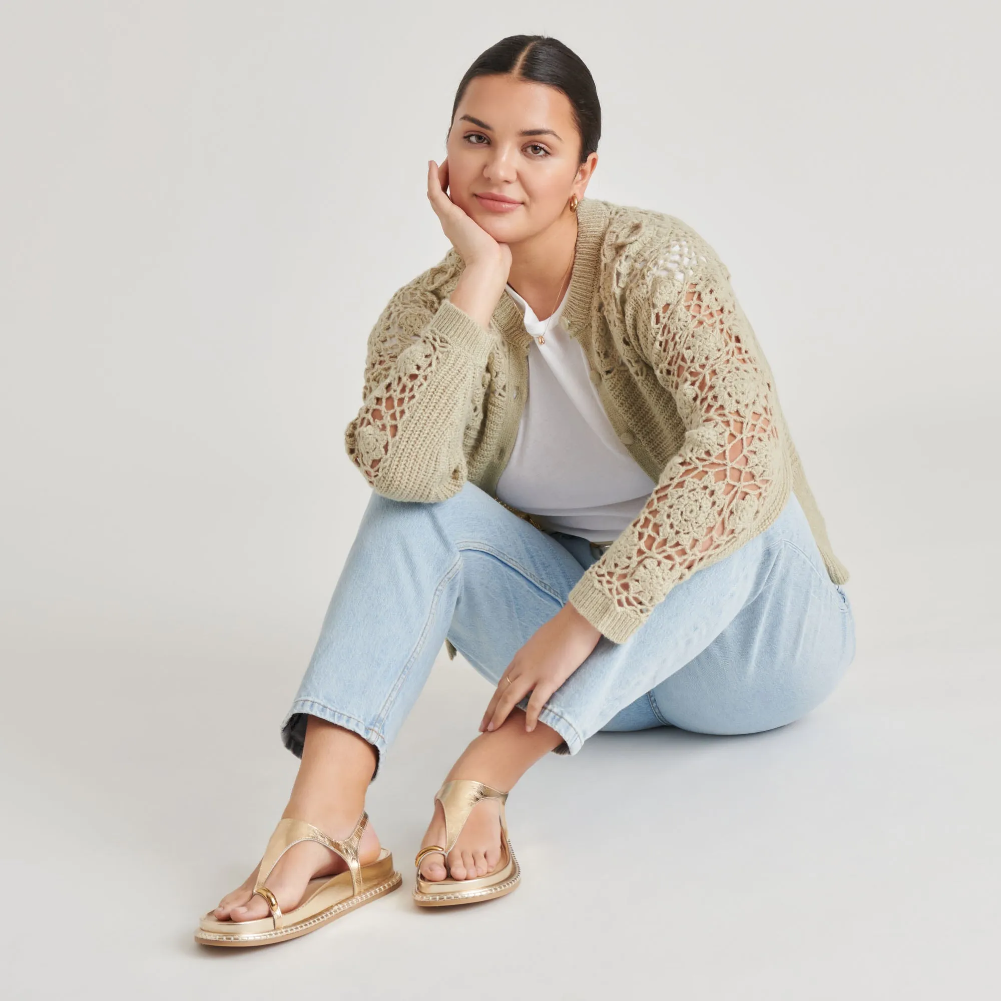 Non Restrictive Design Built-in wear STEFAN SANDALS GOLD DISTRESSED LEATHER