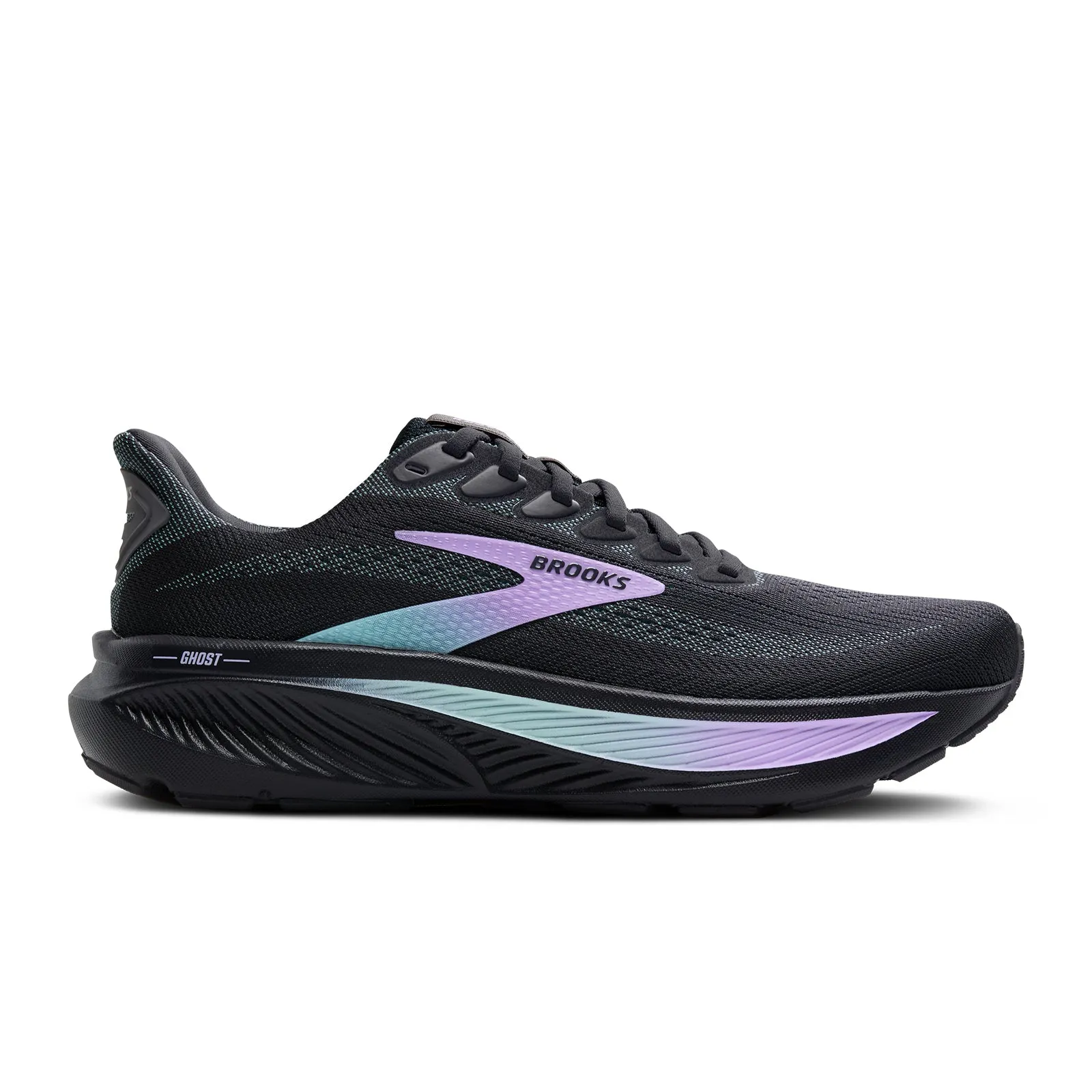 Brooks Ghost 17 Running Shoe (Women) - Grey/Clearwater/Purple Reinforced Form Mountain Climber Seamless Comfort Morning Walk