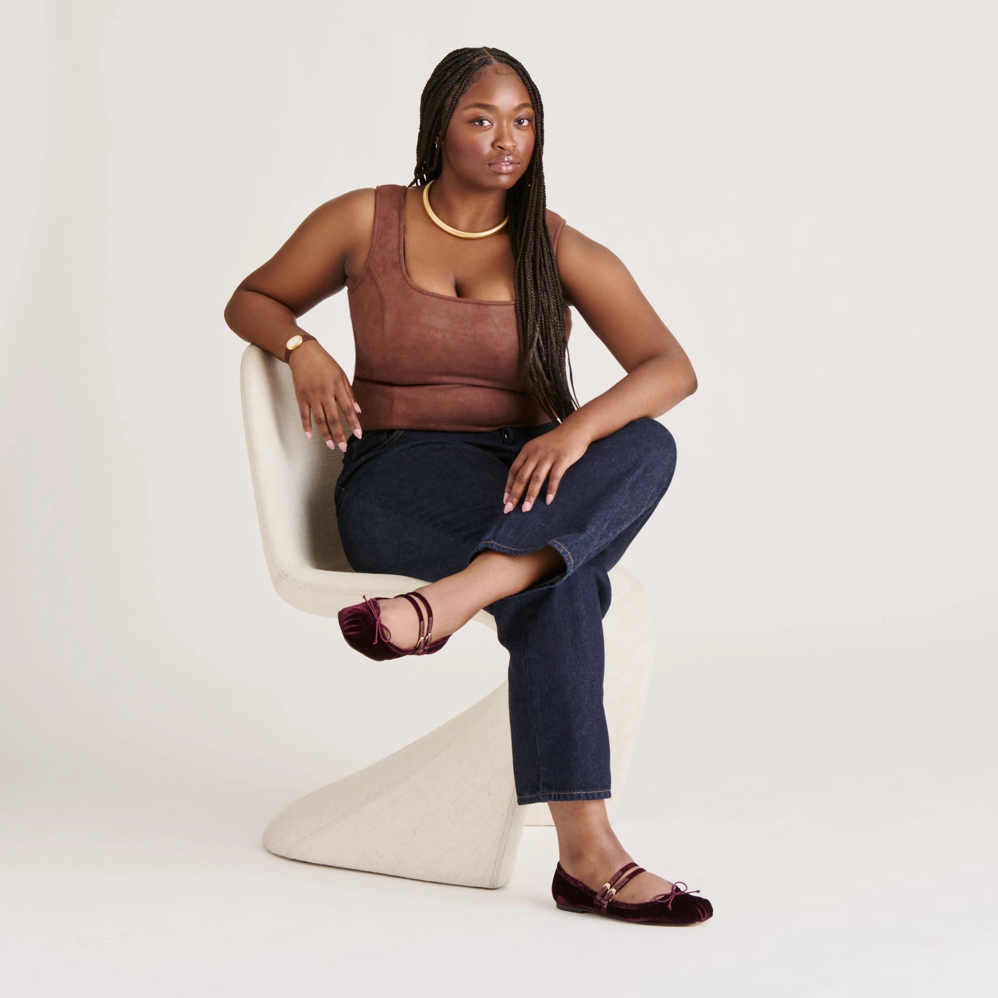 GIBSEN BALLET FLATS BURGUNDY VELVET Ankle Loop Travel Glam