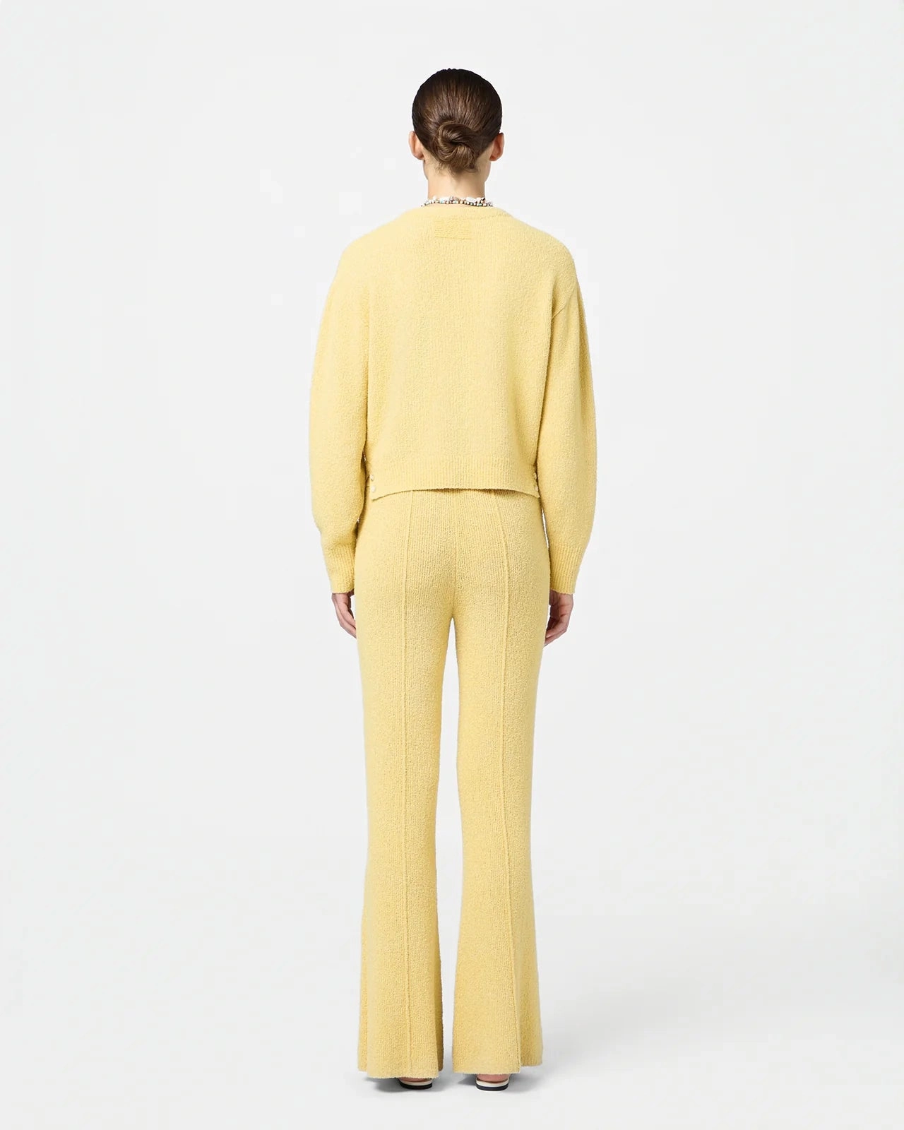 Boucle Collegiate Cardigan in Butter Timeless Cut Layered Collar Design