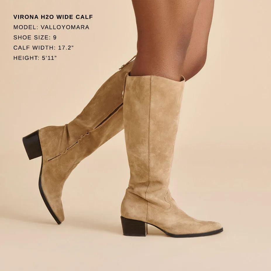 No Seam Interior Low Support VIRONA H2O WIDE CALF BOOTS DK TAUPE SUEDE
