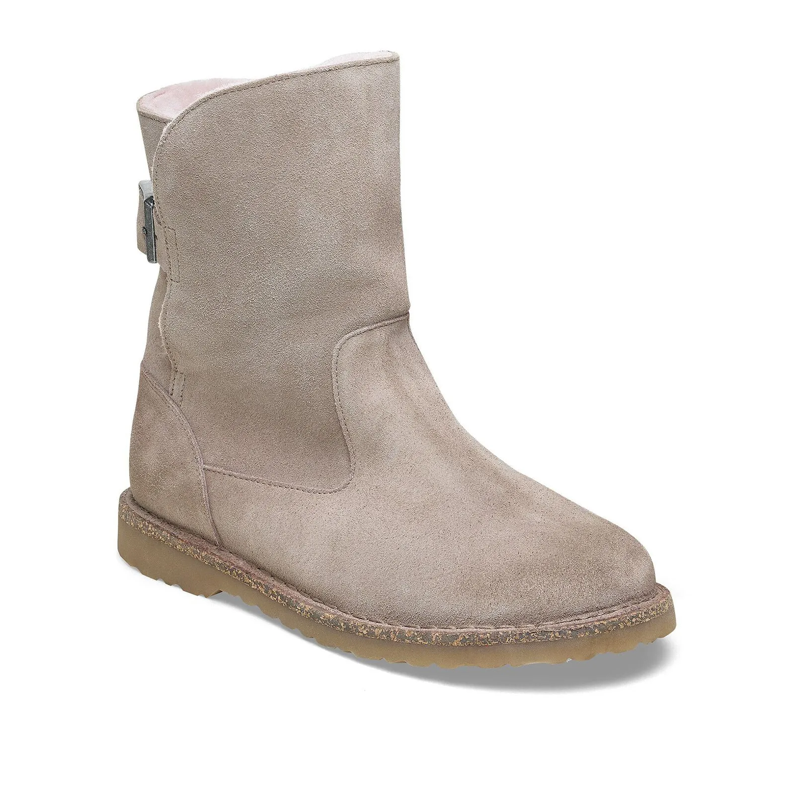 Birkenstock Uppsala Boot (Women) - Gray Taupe Suede/Soft Pink Shearling Stylish Footwear