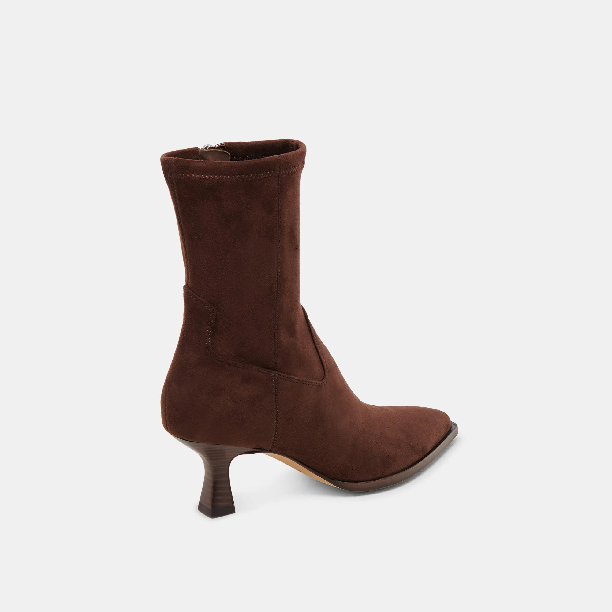 Breathable side Shock Absorbing ARYA WIDE CALF BOOTS DK BROWN STELLA SUEDE