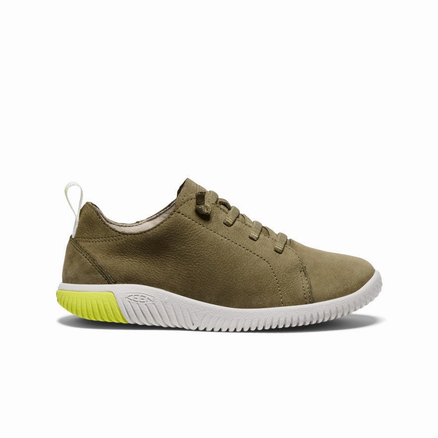 Hypoallergenic Lining Big Kids' KNX Leather Sneaker  |  Martini Olive/Evening Primrose
