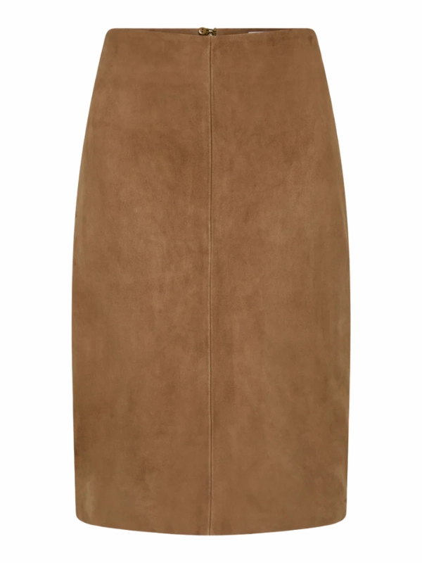 Suede Pencil Skirt in Toffee Design Detail