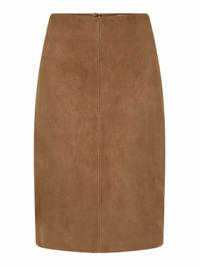 Suede Pencil Skirt in Toffee Design Detail