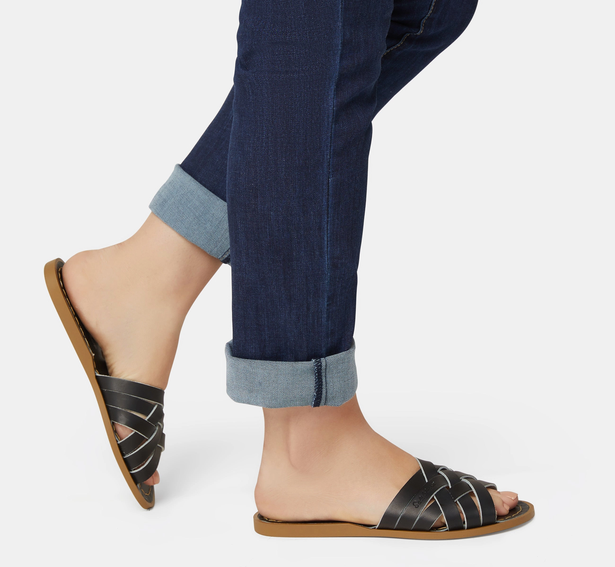 hypoallergenic material T Strap Retro Slide Black Womens Sandal