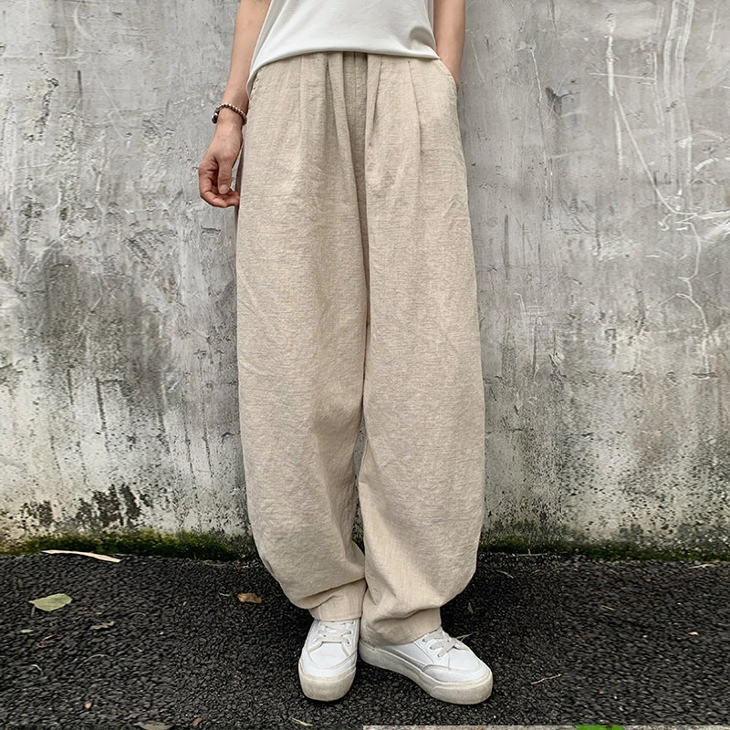 Summer Casual Cotton Loose Elastic Waist Harem Pants Shrink Proof