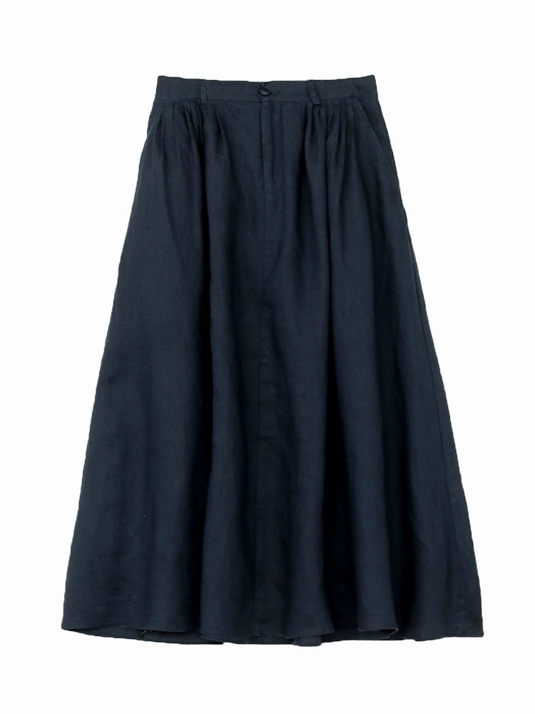 Summer Elegant Linen Fashionable A-Line Solid Color Skirts Fluid motion Comfortable Edge