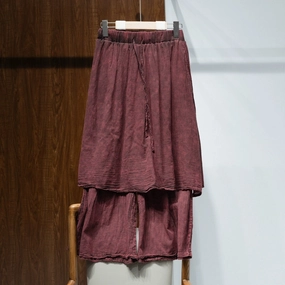 Summer Retro Cotton Linen Washed High Elastic Waist Pants Moisture control Cozy Lining