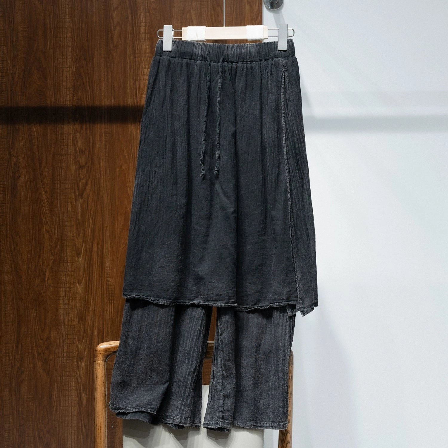 Summer Retro Cotton Linen Washed High Elastic Waist Pants Comfortable Inside Odor Resistant