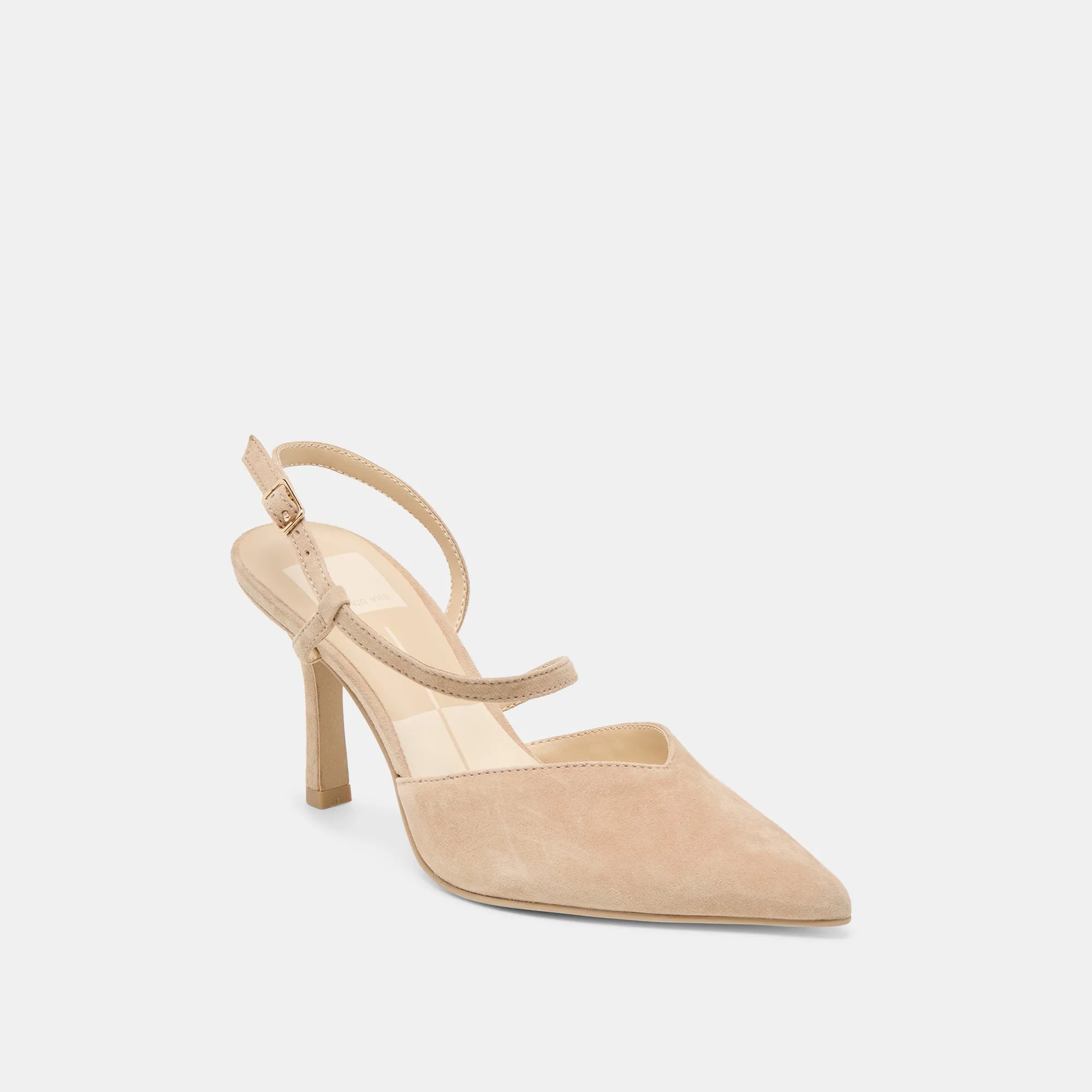 KAMRA HEELS CAMEL SUEDE Elastic Lacing System