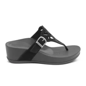Casual Footwear Aetrex Tasha Wedge Sandal (Women) - Black