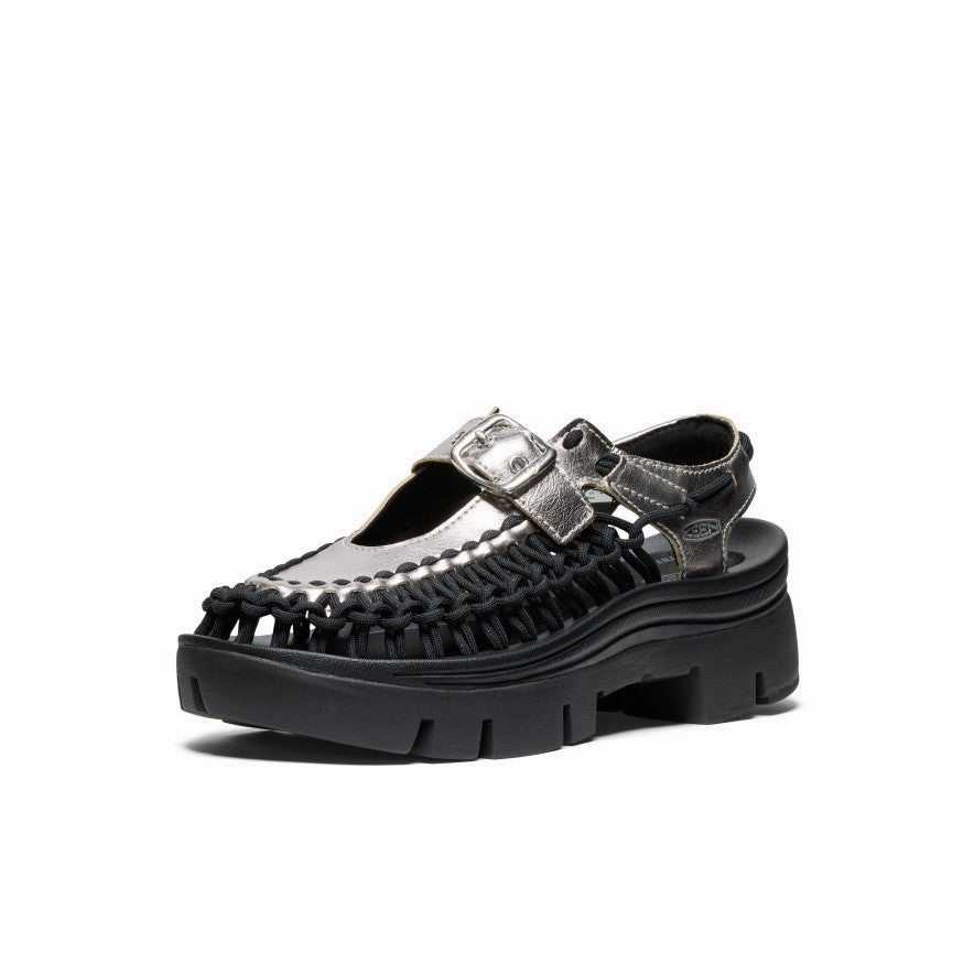 All Gender UNEEK PLT Mary Jane Sneaker  |  Silver/Black Eco-Friendly Footwear Practical Shoes
