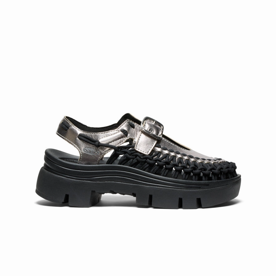 Hiking Comfort All Gender UNEEK PLT Mary Jane Sneaker  |  Silver/Black