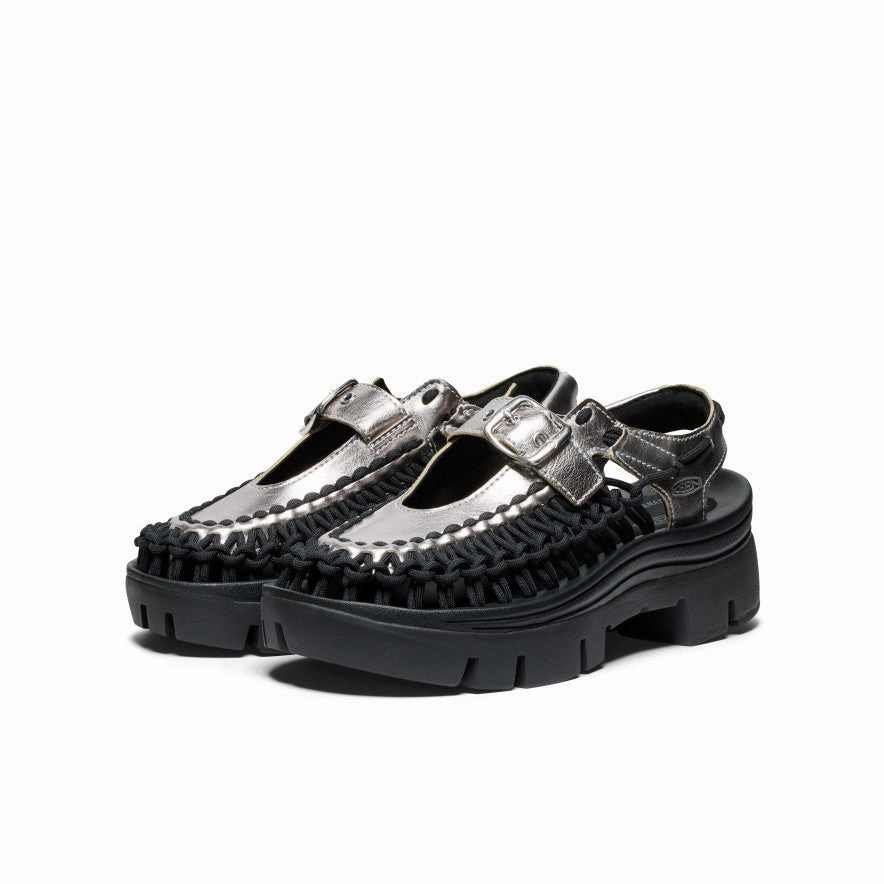 Slip-On Comfort Fit All All Gender UNEEK PLT Mary Jane Sneaker  |  Silver/Black