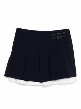 Cozy Vibe Chill Wear Suzie Pleated Skort in Midnight