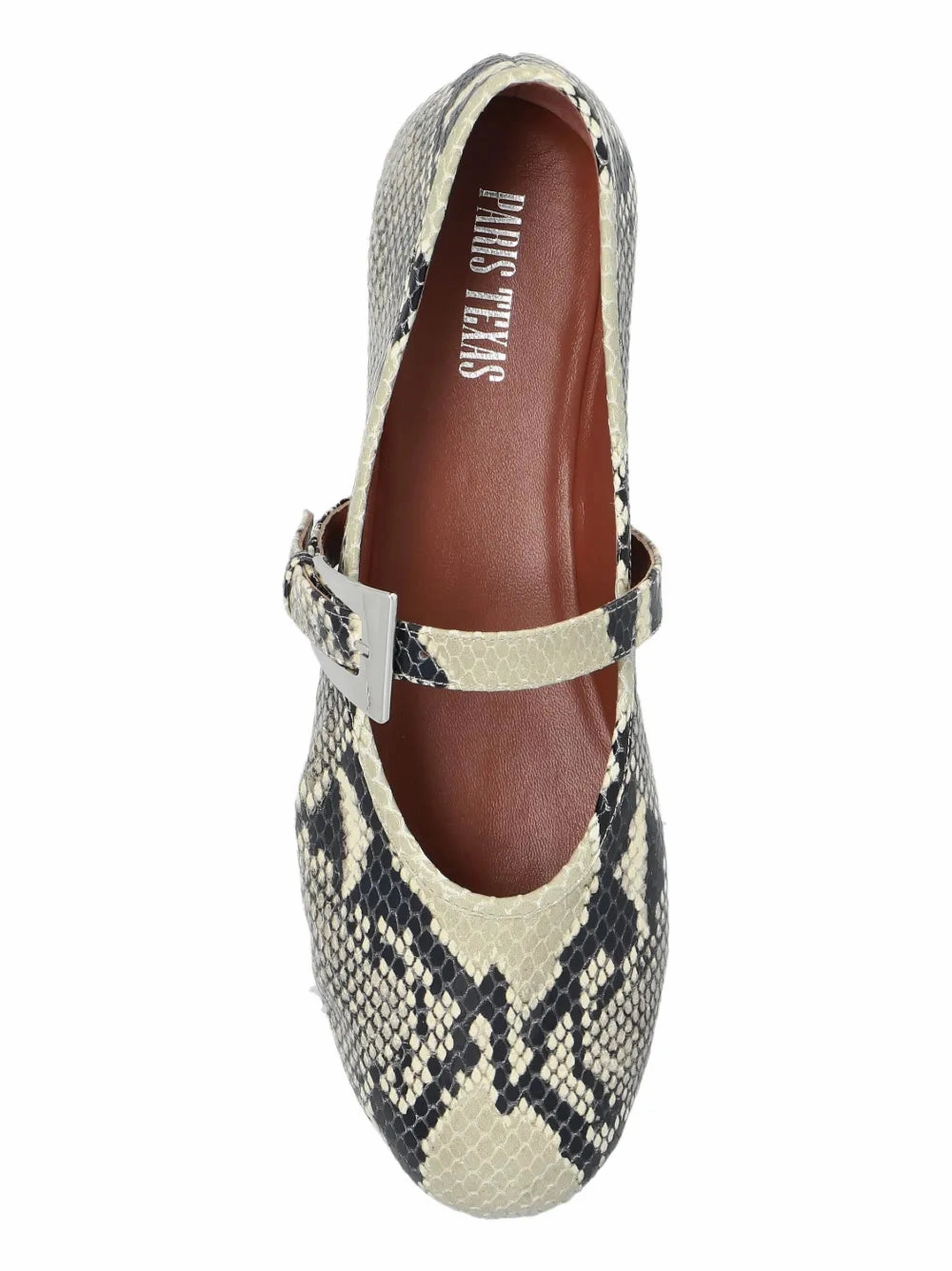 Sveva Buckle Ballet Flat in Natural Python-printed Leather Casual Design Forest Step