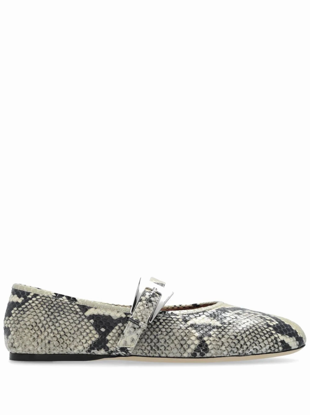 Soft Style Track Walk Sveva Buckle Ballet Flat in Natural Python-printed Leather