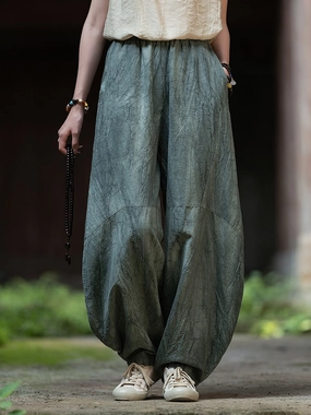 Abrasion Proof Babakud Women Summer New Tie-Dye Ramie Casual Pants