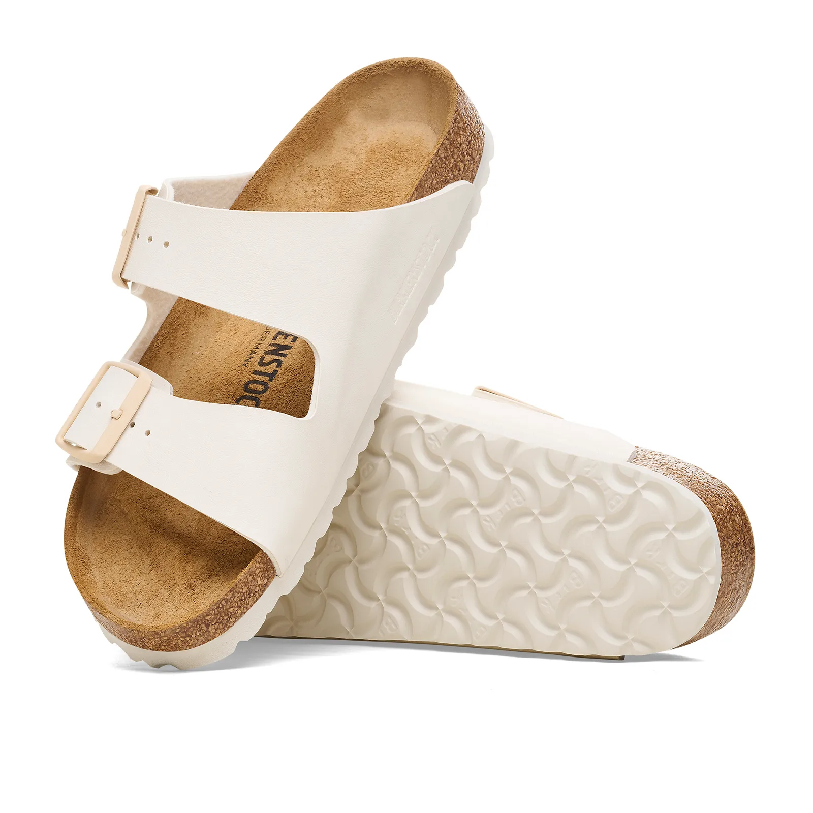 Designer Label Chic Statement Birkenstock Arizona Narrow Slide Sandal (Women) - Eggshell Birko-Flor