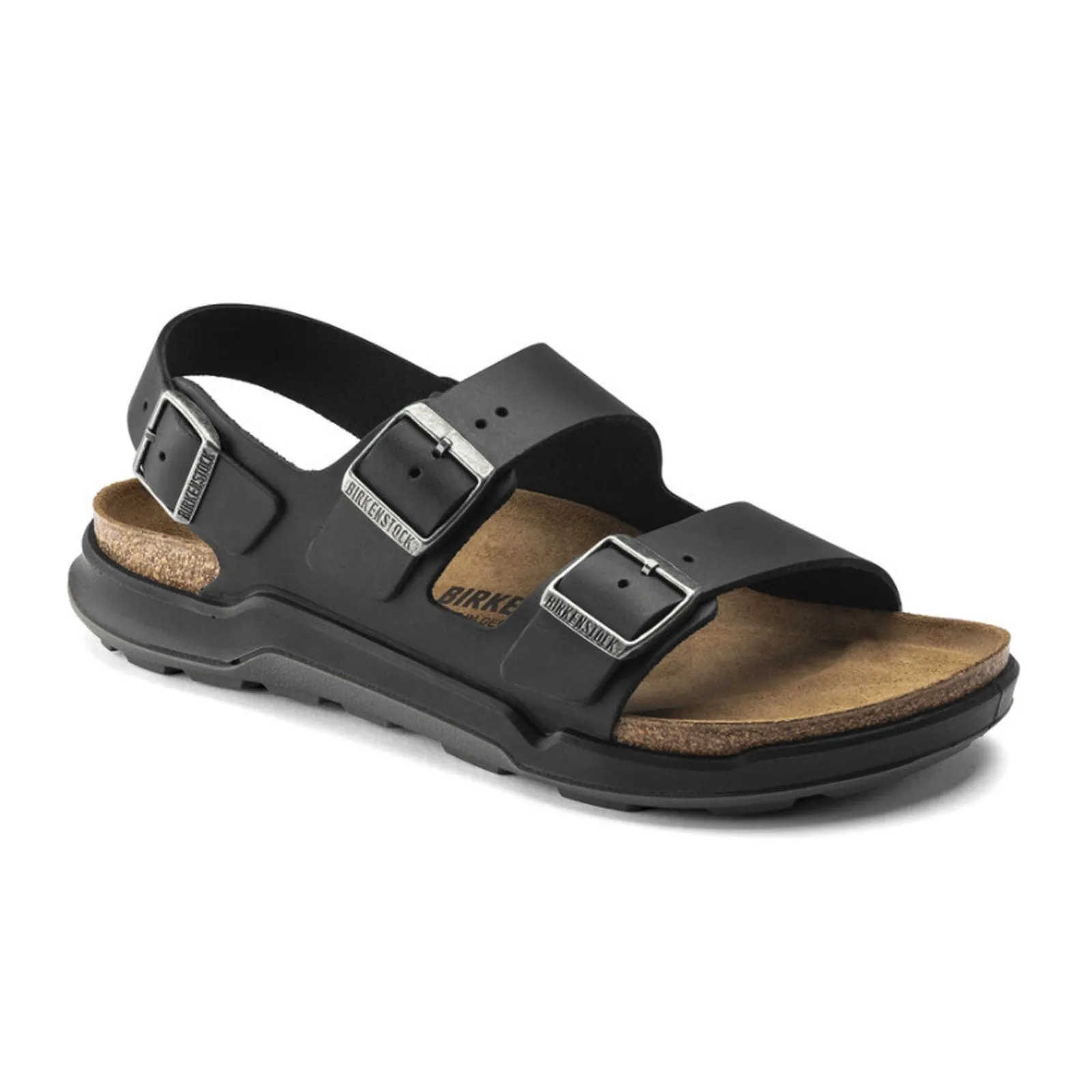 Everyday Setting Birkenstock Milano Rugged Backstrap Sandal (Men) - Black Oiled Leather