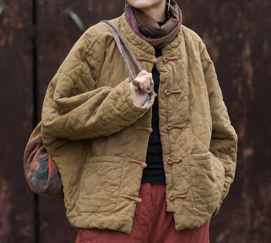 Flexible Articulated Elbows Teflon Coated Winter Diamond Quilted Padded Ramie Cotton Coat for Women