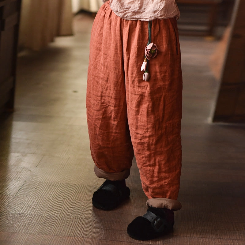 Winter Retro Linen Washed Casual Warm Harem Pants Sturdy Frame Ideal Fit